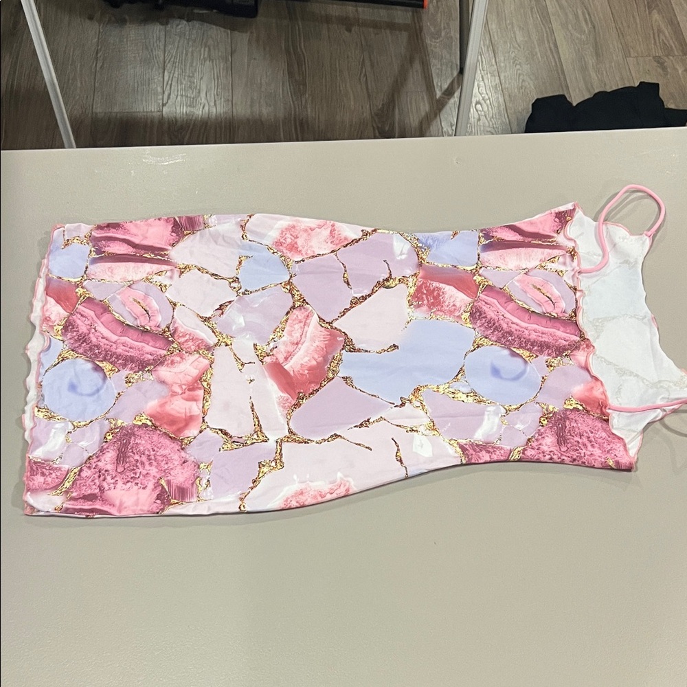 Pink and Purple Marble Dress with Gold Accents - Picture 2 of 2